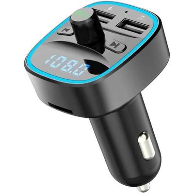 Transmetteur FM Bluetooth 5.0, Radio Émetteur FM sans Fil dans La Voiture,Transmetteur FM avec Deux Ports De Chargement USB Appel406