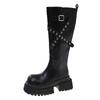 But Knee Boots Women's 2025 Autumn Explosion New Belt Buckle Handsome Heightening Tube Thick-soled Knight Boots Women's Boots