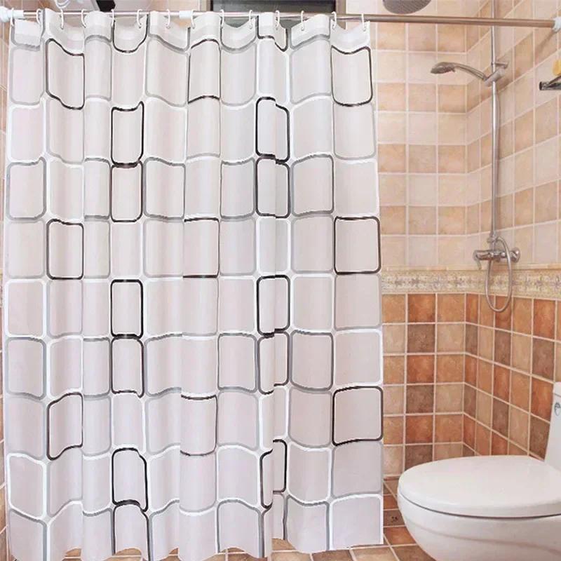 1pc With Pattern Shower Curtain PEVA Waterproof Shower Curtain Bathroom Partition Curtain Bathroom Decoration Accessories