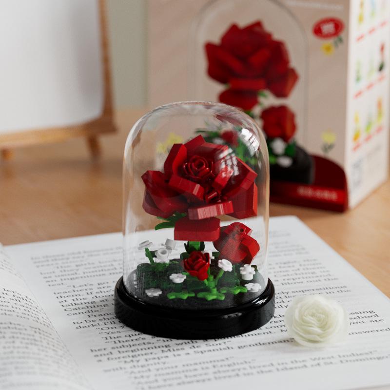 Secret Garden Flower Building Blocks: Rose & Carnation Potted Plant Toy - Perfect for Children's Play and Teacher's Day Gifts