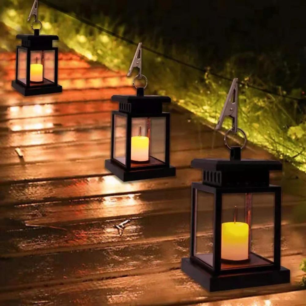 4/1Pcs Solar Kerze Laterne IP44 Drehbare Laterne Hängen Retro LED Kerze Licht Im Freien mit Clip Garten Wasserdicht Landschaft