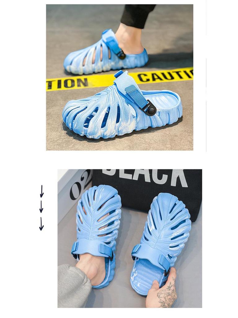 Men's Summer Lightweight Breathable Closed-Toe Monstera Leaf Sandals