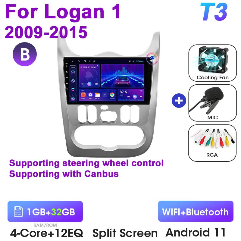 2 Din Android 12 Car Radio For Renault Logan 1 Sandero 2009-2015 Largus Dacia Duster Multimedia Video Player Carplay Auto Stereo