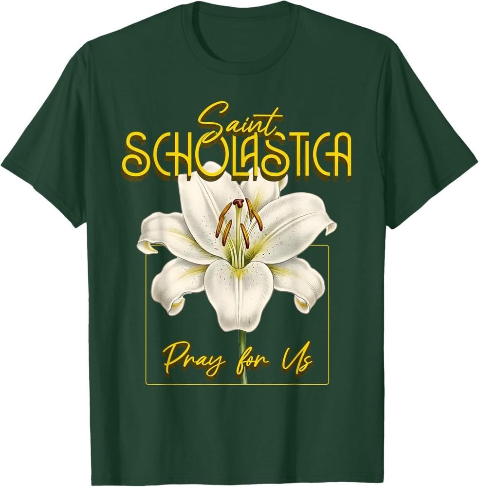 

St Scholastica Saints Catholic Lily Purity T-Shirt 4XL