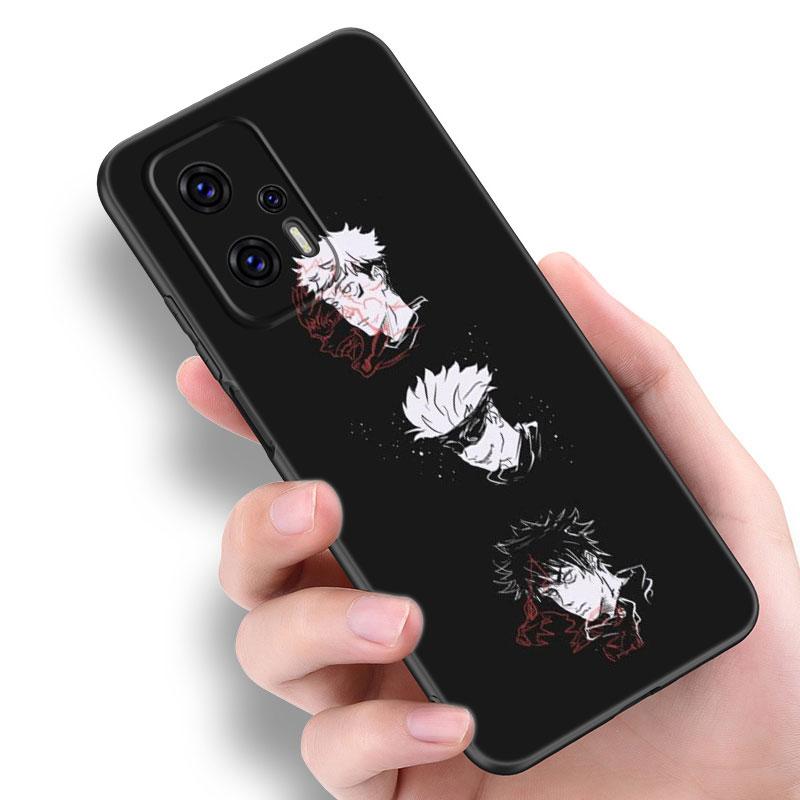 Anime Jujutsu Kaisen Telefonkasten für Xiaomi POCO F2 F3 M2 M3 M4 X3 X4 Pro NFC F4 GT 5G F1 X2 C3 C31 C40 M5S, weiches TPU-Schwarz-Cover
