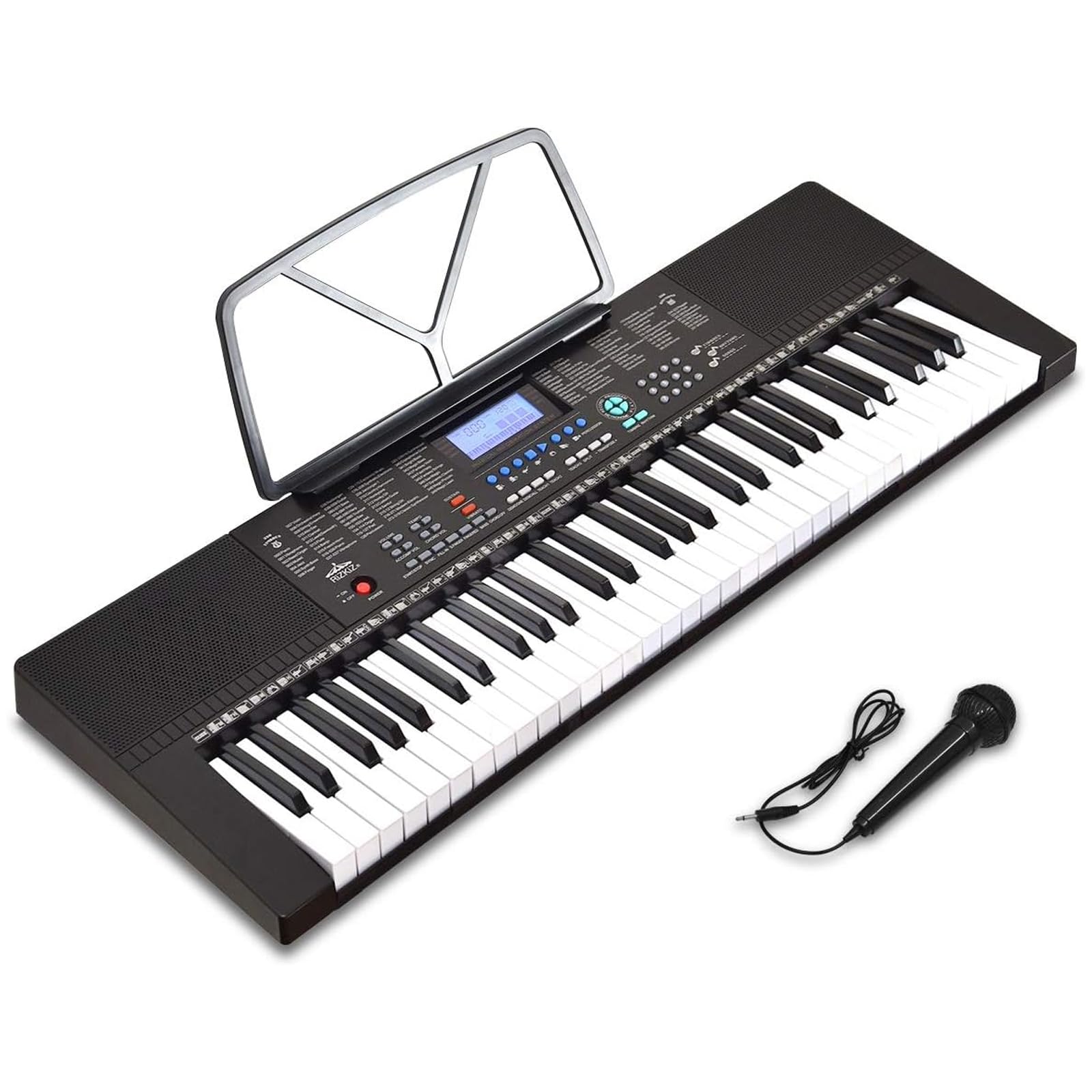 

RiZKiZ Electronic Keyboard 350 Instrument 61 Keyboard Percussion LCD Automatic Piano Hobby [61 Keys] Tones, Rhythms, Tones, Built-in Microphone, белый