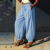 Women’s Loose Fit Casual Pants with Drawstring Waist Wide Leg Design Striped Print Lightweight Relaxed Style for Daily Wear