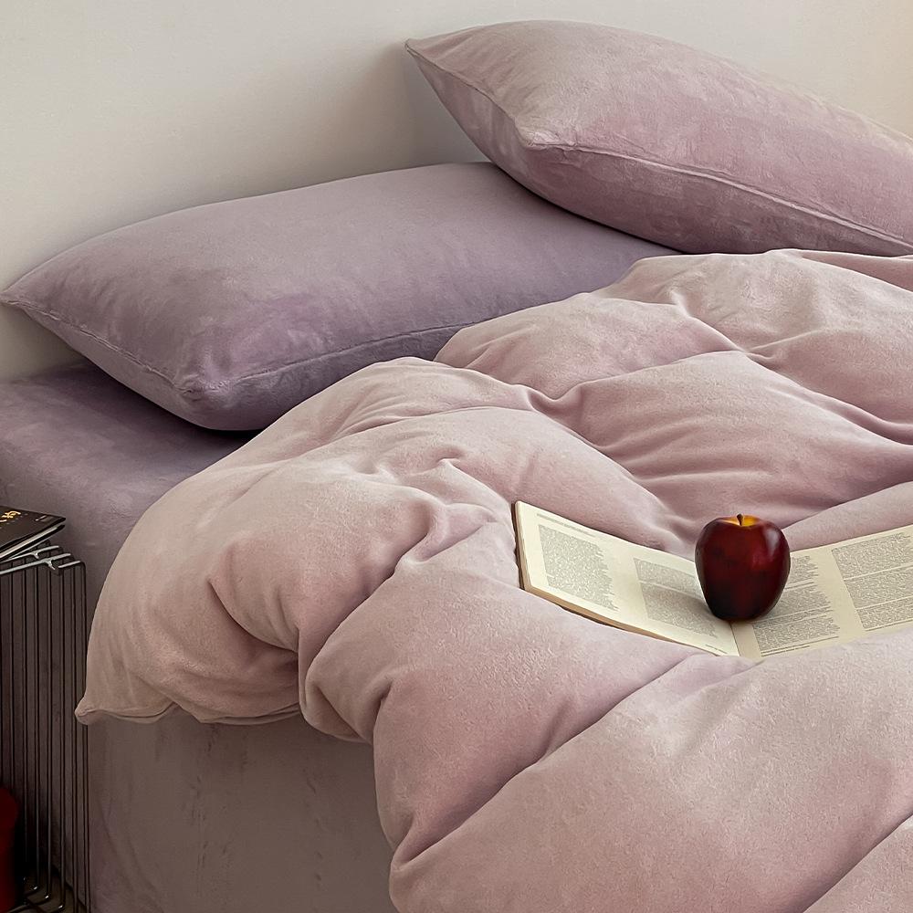 

Thickened Milk Fleece Four-Piece Set, Warm Coral Fleece Bed Sheet Quilt Cover, Fleece Bedding Three-Piece Set Single quilt cover 1.5 * 2.0m