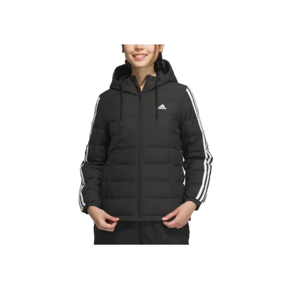 Adidas Official Lightweight Womens Winter New Warm Sports Hooded Long Sleeve Outdoor Quilted Thin Cotton Down Jacket Women Jacket Black IK2376