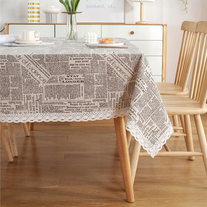 Polyester Cotton Map English Newspaper Lace Tablecloth Coffee Table Tablecloth Table Cloth Cover Towel