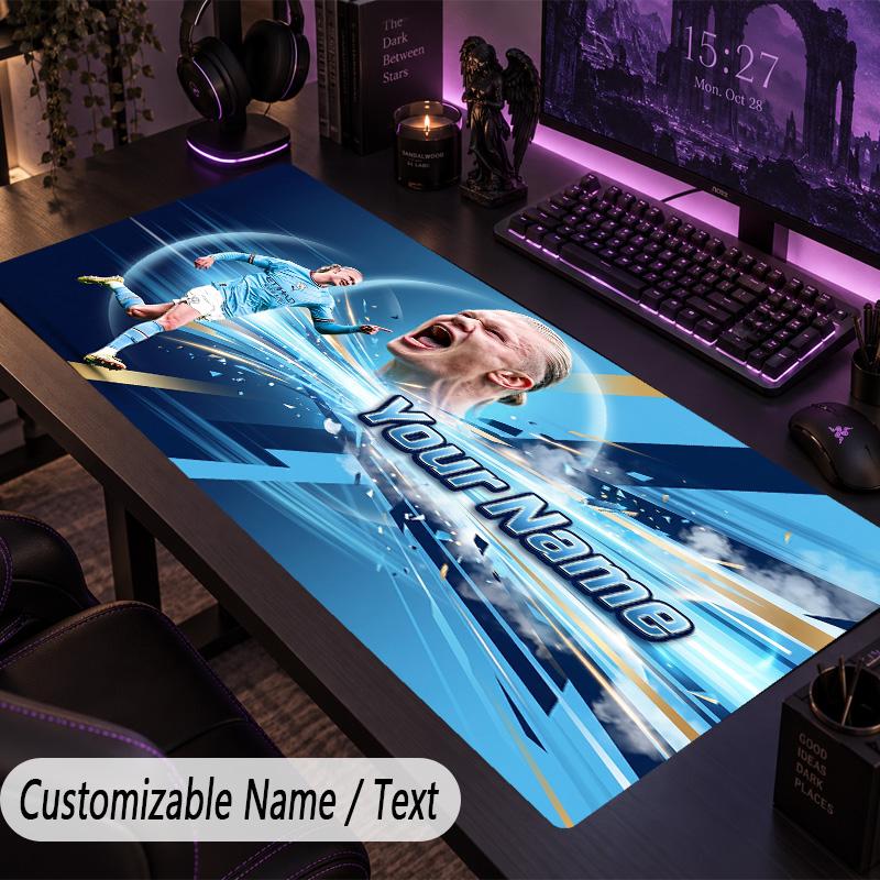 Large Mouse PadErling Haaland Custom Name Text Personalized Desk Mat Non Slip Gaming Pad