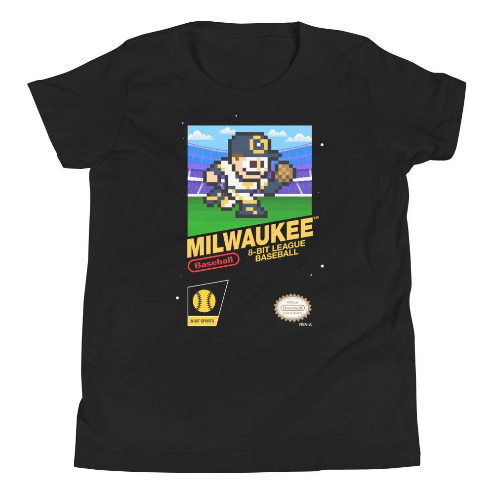 Детская футболка Milwaukee Brewers 8-битный ретро-дизайн Nintendo для мальчиков 2XL