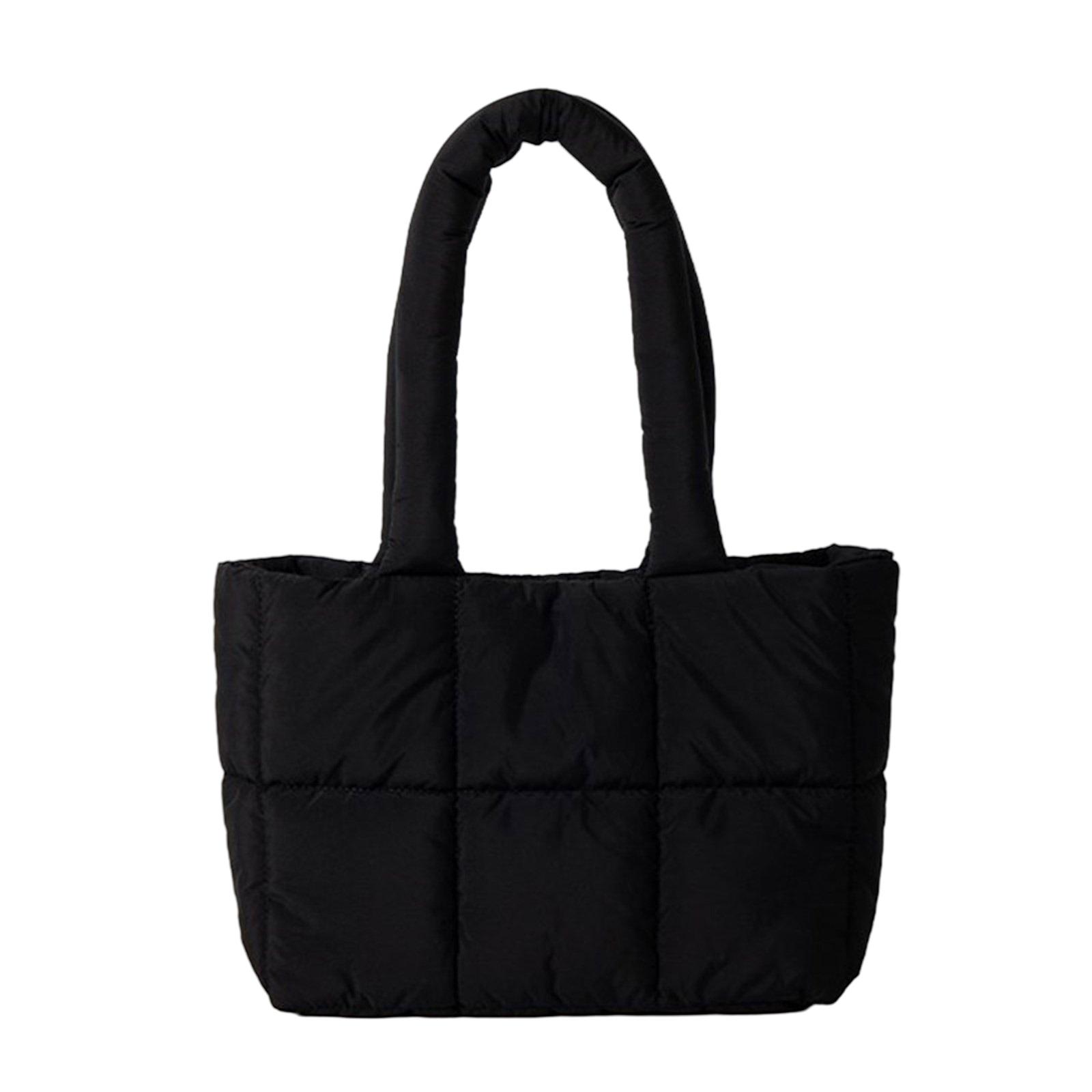 

Стеганая сумка для покупок, модная сумка, однотонная сумка-тоут, стеганая сумка, большая вместительная сумка для девушек, женская нейлоновая сумка чёрный