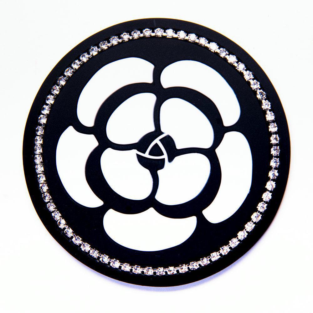 Black & White Grid Diamond Car Coaster: Multifunctional Anti-Slip Mat for Interior and Door Slot Storage