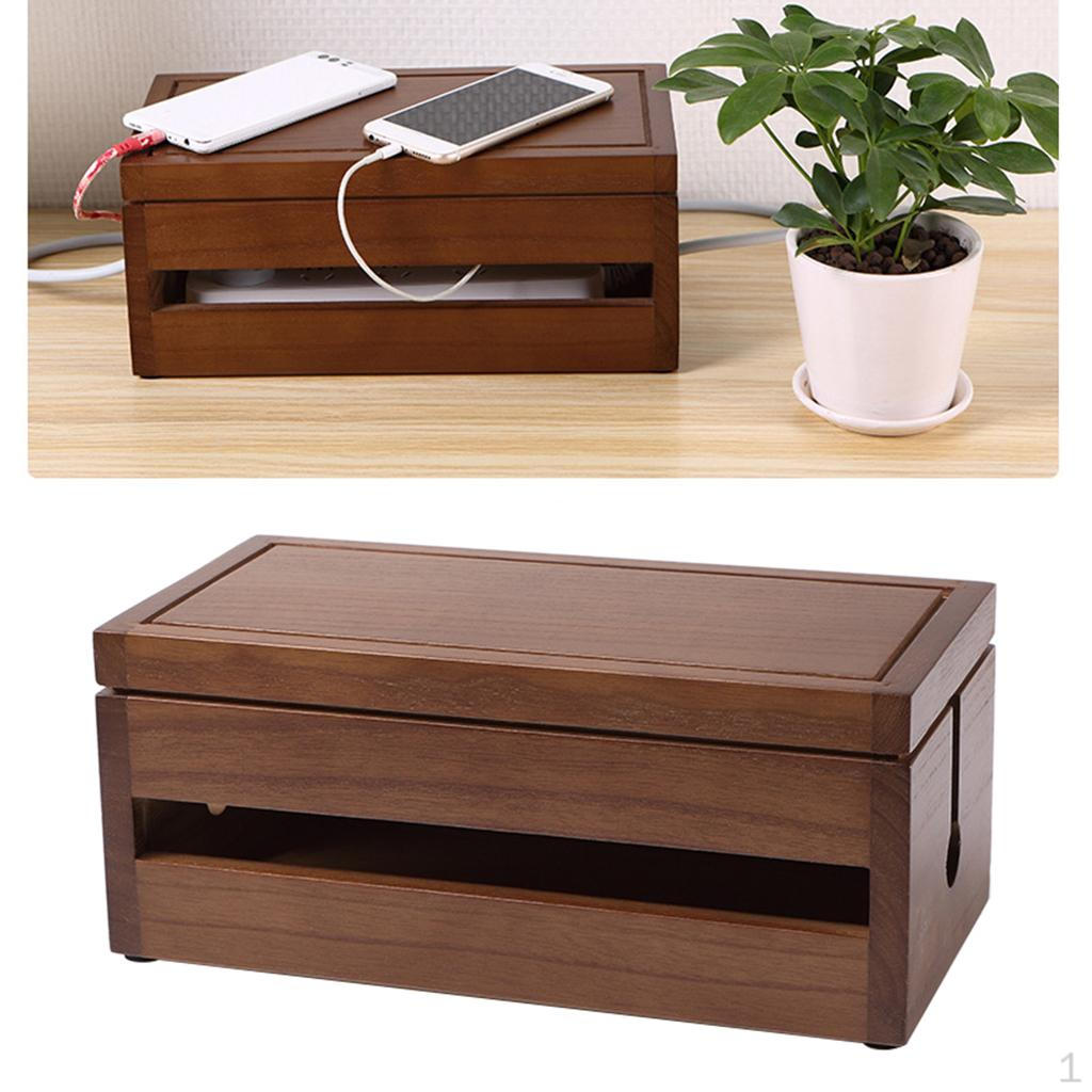 

1 Piece Cable Management Box, Wooden For Blocks, Concealer Hider coffee