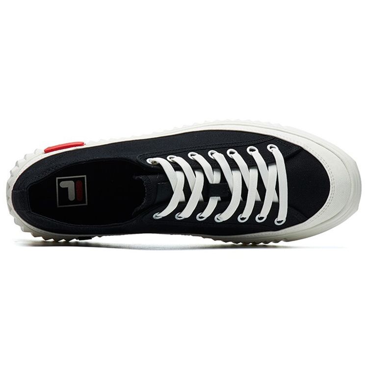 FILA Gear Lace-Up Non-Slip Wear-Resistant Lightweight Shock-Absorbing Low-Top Canvas Shoes Men sneaker Black F12M124342FBK