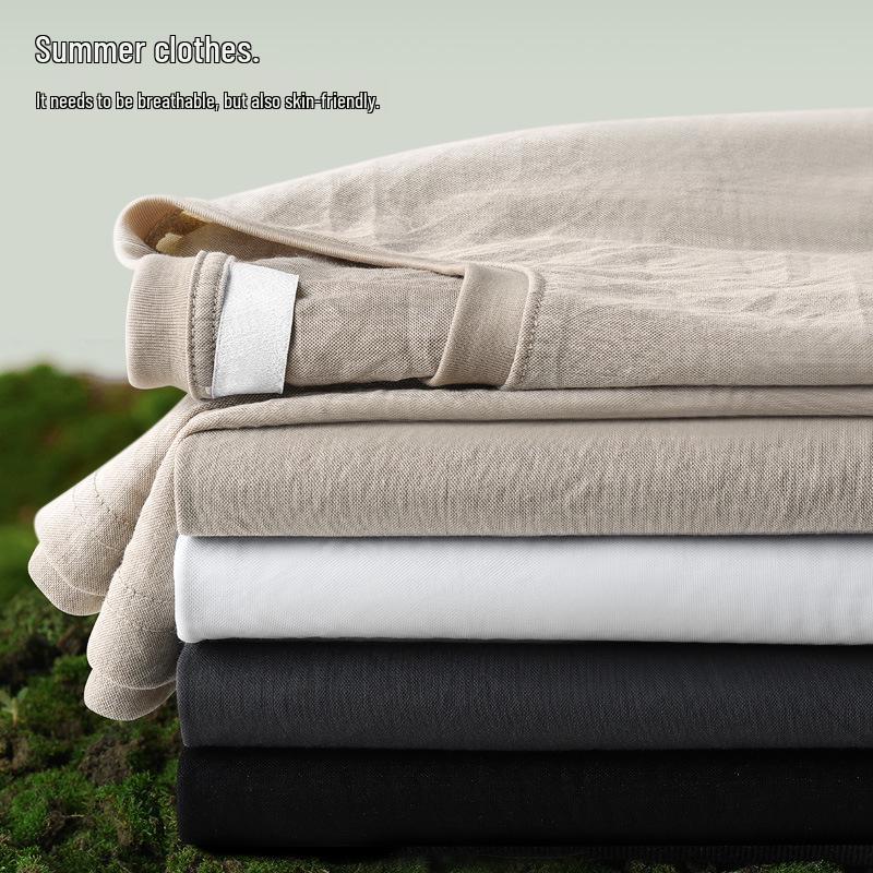 Men's Short Sleeve Casual Ice Silk Crew Neck T-Shirt - Lightweight Summer Style (2025)