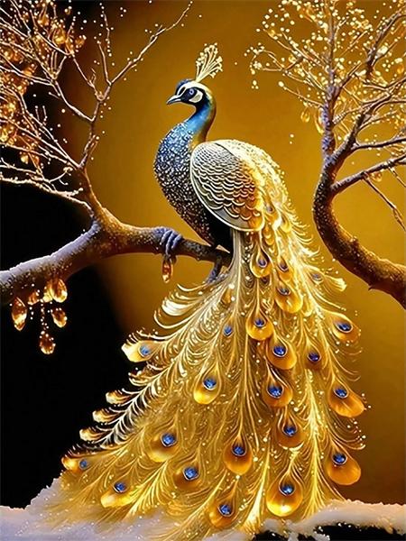Pełny okrągły zestaw do malowania diamentami Pawie kwiaty Dekoracja domu Haft mozaika Zwierzęta Sztuka ścienna
