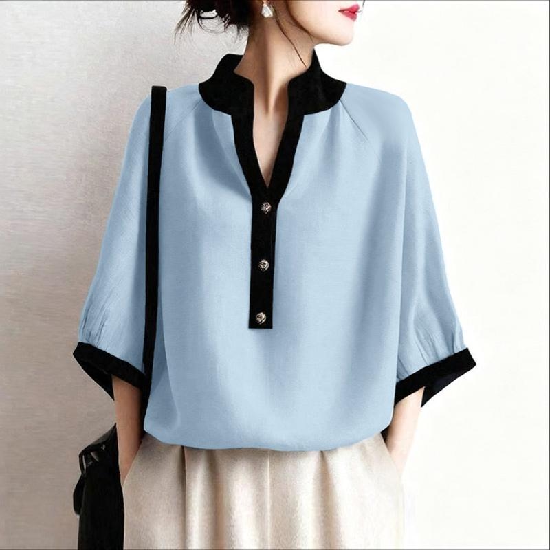 ZANZEA Women Casual V-Neck Half Sleeve Loose Blouse