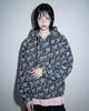 A Made Jacquard Embroidered Denim Oversized Zip-Up Hoodie (Indigo)