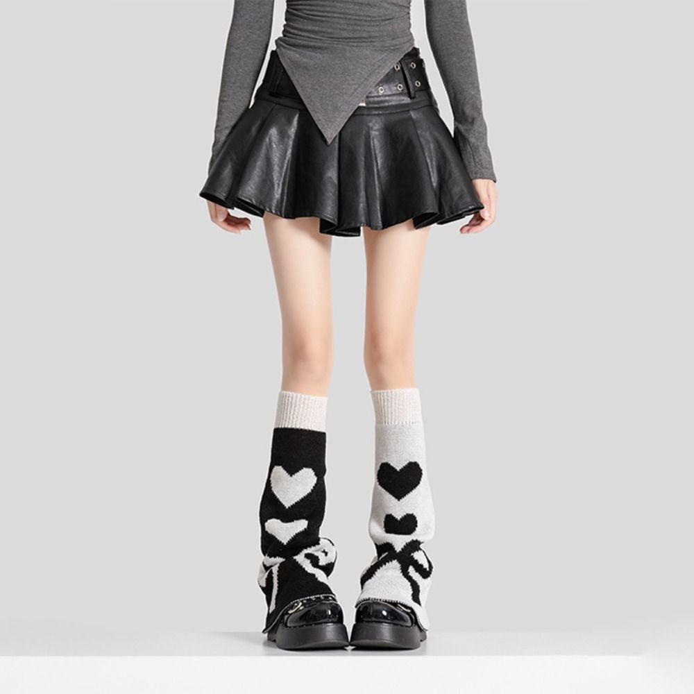 Spider Knitted Leg Warmers Heart Lolita Boots Cover Breathable Knee High Girls Stockings  Student
