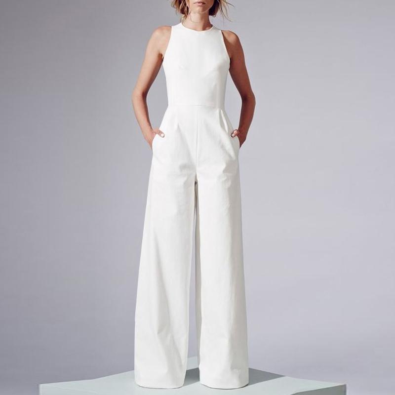 

ZANZEA Женские летние повседневные длинные комбинезоны с круглым вырезом без рукавов 4XL