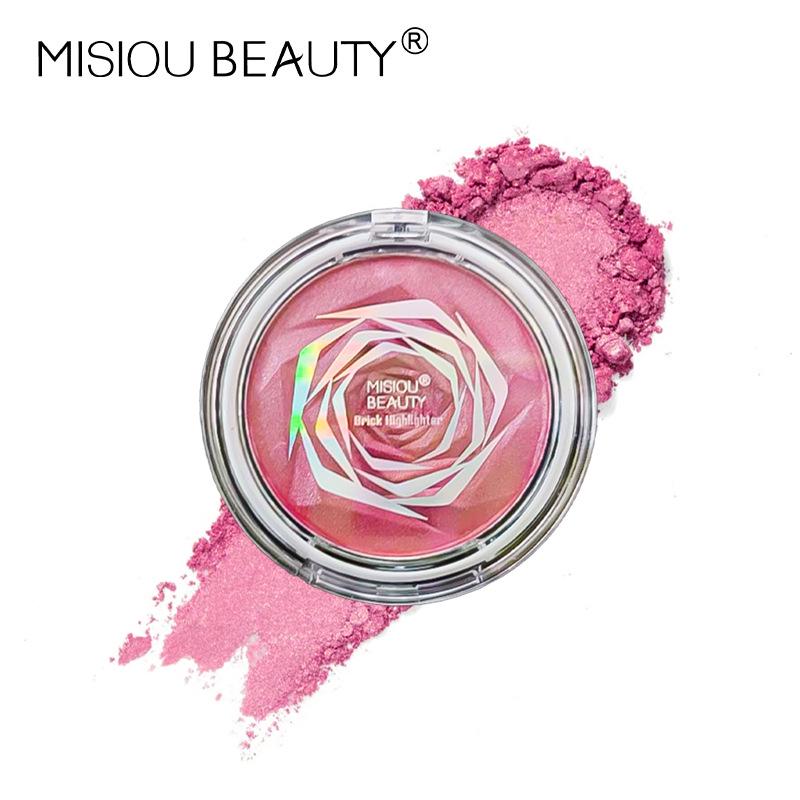 Rose Diamond Highlighter Blush & Contour Palette: 3D Pearlescent Face & Eye Brightener