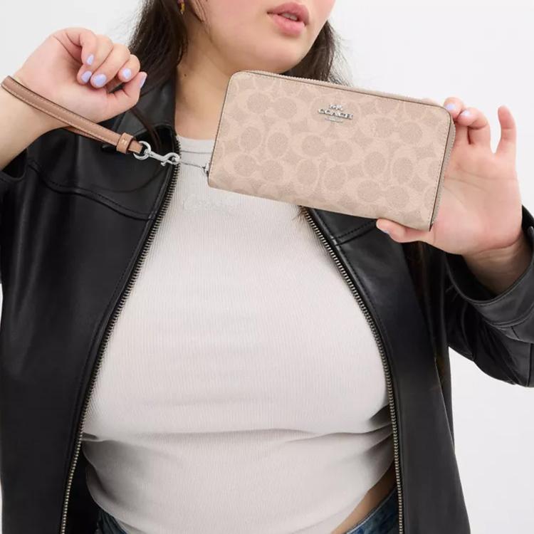 New COACH Coated Canvas Wallet Small Size Women's Sand CW778-SVPWH
