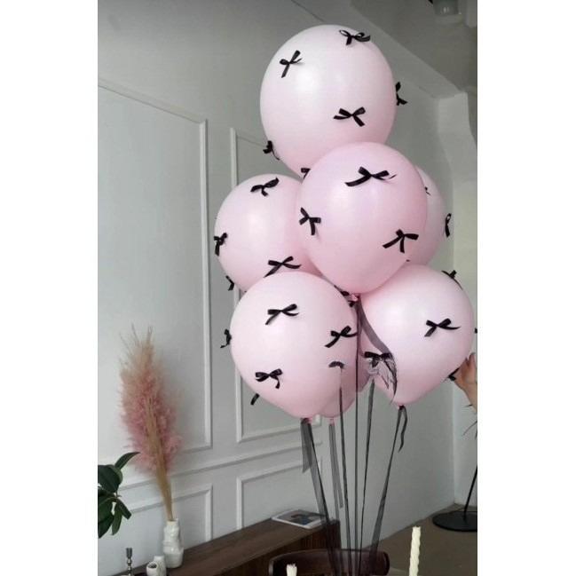 Rosa rosettband Coquette Ballonger för Möhippa Förlovning Bröllop Baby Shower Dekorationsballonger