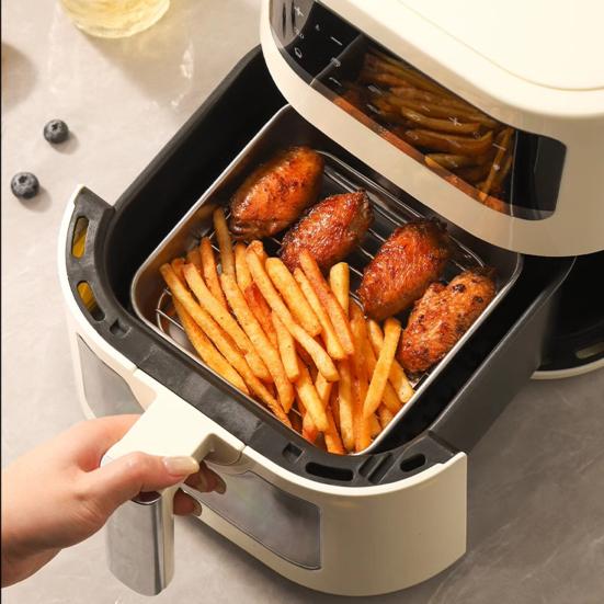 Stojan do horkovzdušné fritézy Nerezový grilovací rošt Odolný proti rzi Opakovaně použitelný Pečení