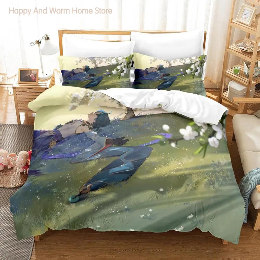 

Genshin Impact Xiao Постельное белье Single Twin Full Queen King Size Bed Set Aldult Boys Bedroom Duvetcover Sets Bed Sheet Set EU single(135x200cm)