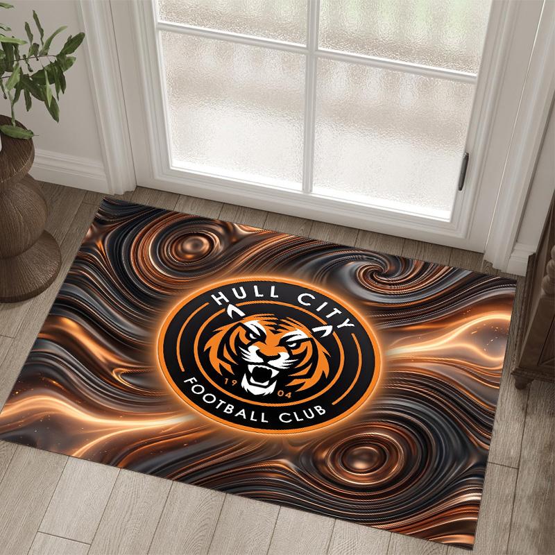 Hull City Football Design Crystal Velvet Carpet Cozy Non?Slip Printed Rug For Bedroom Living Room Entrance