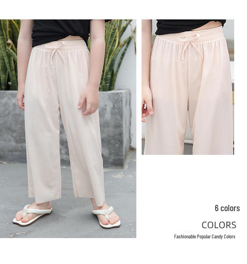 Calça Cropped de Perna Larga de Seda Gelada Repelente de Mosquitos de Verão para Meninas Mais Velhas 2026