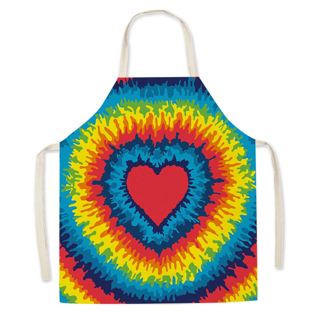 Color Geometric Pattern Cotton and Linen Men Women Kitchen Apron Waterproof Kitchen Apron for Home