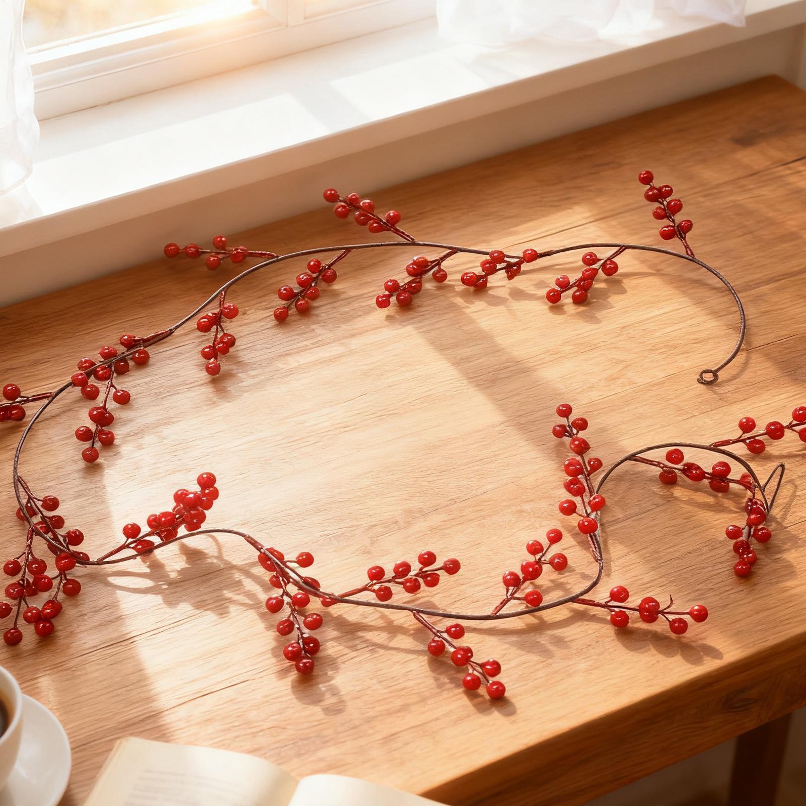 Red Berry Christmas Garland Wedding Flowers Accessory Berry Artificial Garland Christmas Decoration Xmas New Year Gifts China Mainland