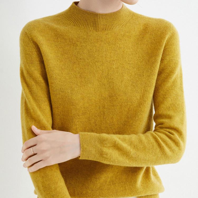 Podzim Zima Jednobarevný Pulovr Svetr s Falešným Límcem Pro Ženy Ležérní Pletenina Dámské Oblečení Základní Měkké Topy