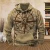 Vintage Compass Graphic Hoodies for Men Long Sleeve Pullover Sweatshirt Tops Full Print Vintage Hoodie Streetwear Men's Clothing