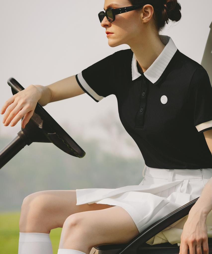 OBER GOLF Classic Rib Polo Top (Black)