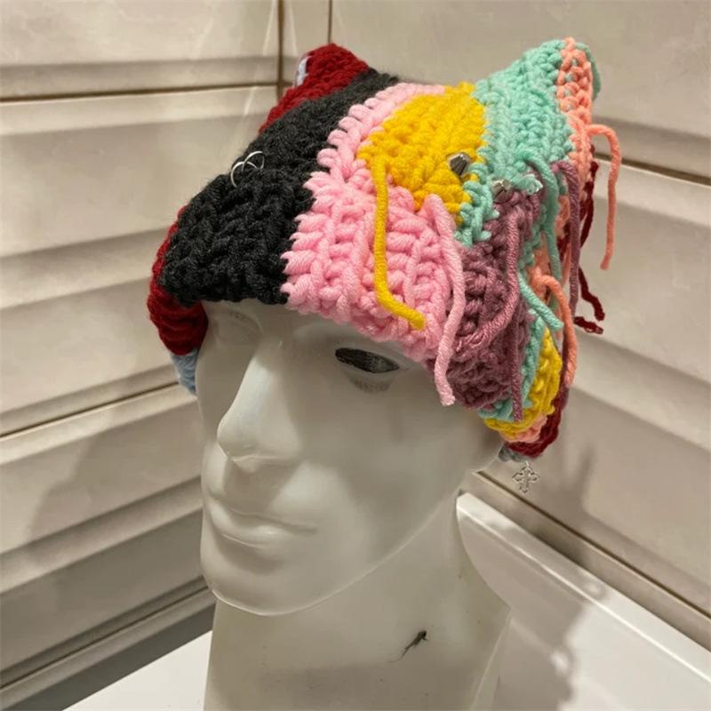 New Handmade Crocheted Love Bunny Ears Tassel Wig Hat Personalized Fashionable Adult Hat