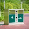 Outdoor Stainless Steel Dual-Compartment Waste Bin