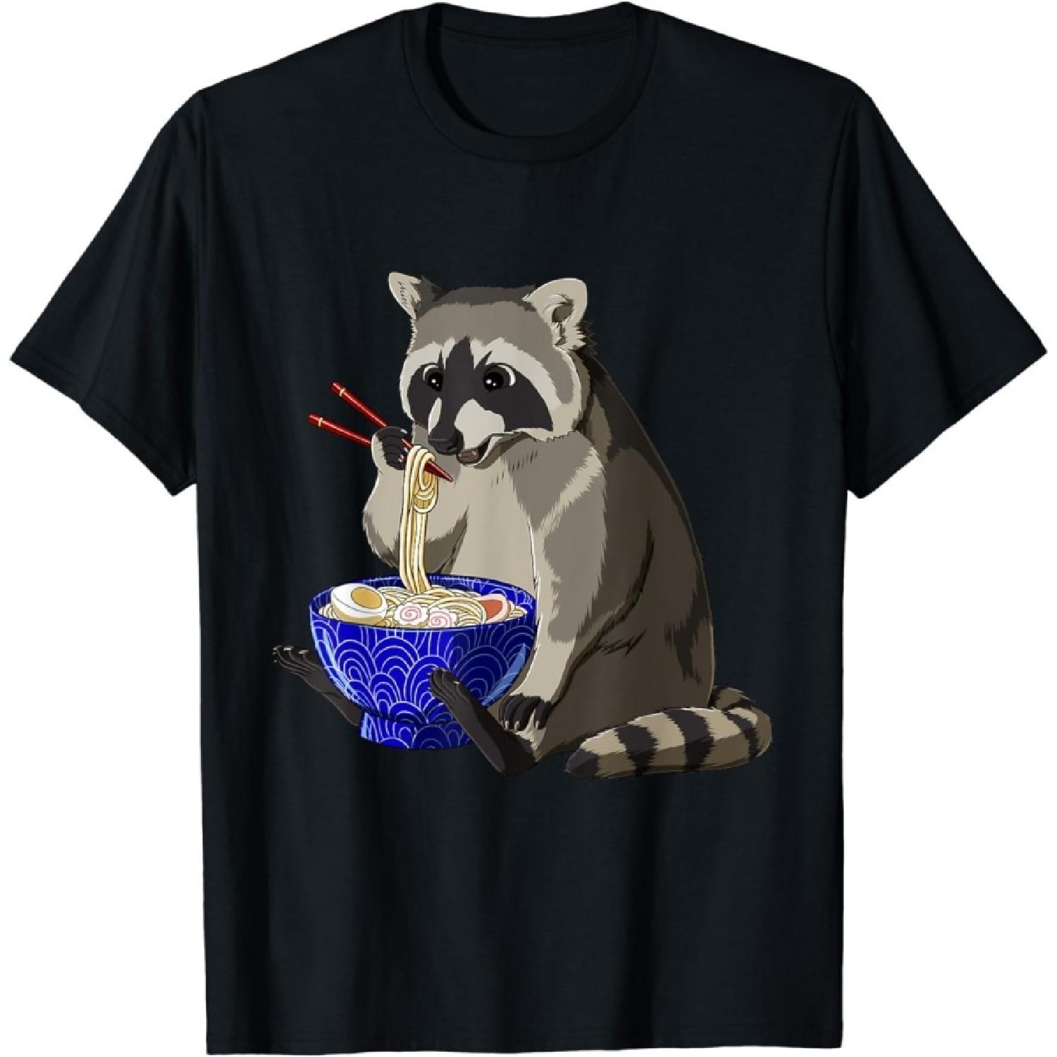 YYUUYUU Japanese Noodles Kawaii Ramen Bowl Funny Raccoon T-Shirt XXXXXL разноцветный