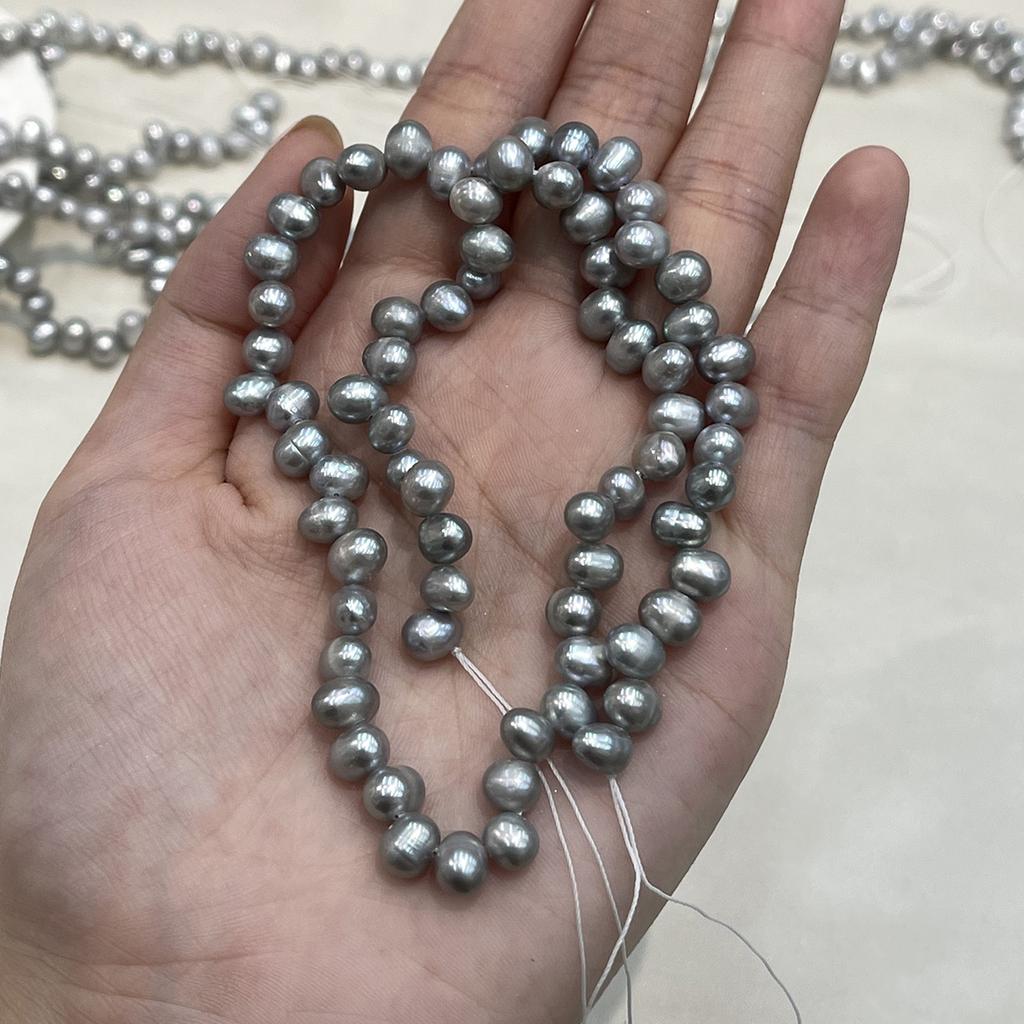 1 String Natural Freshwater Grey Top Drilled Pearl Beads 5-6mm, 36cm Strand, DIY Beads for Handmade Necklace Bracelet Jewelry Making