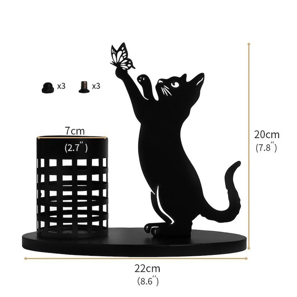 Metal Pen Holder Black Cute Animal Desk Pencil Organizer for Office Home Decor