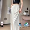 Summer 2026 Chinese Style High Waist Wide Leg Ice Silk Pants for Women