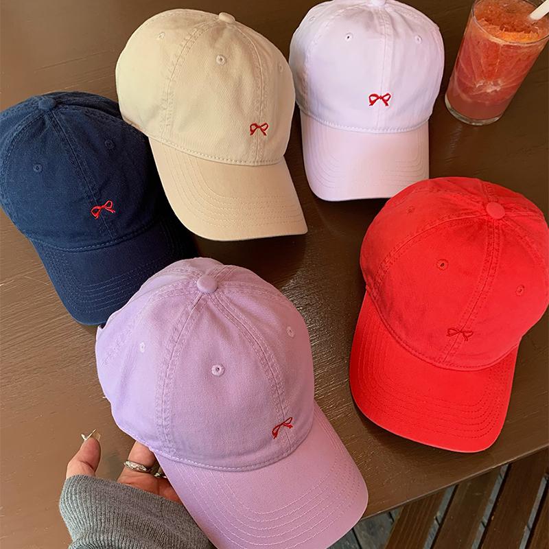 Baseball Hat For Women Outdoor Use Sun Protection Visors Solid Color Color Duck Tongue Cap Cotton Casual Girl Peaked Hat Ricygvm Embroidered Bow