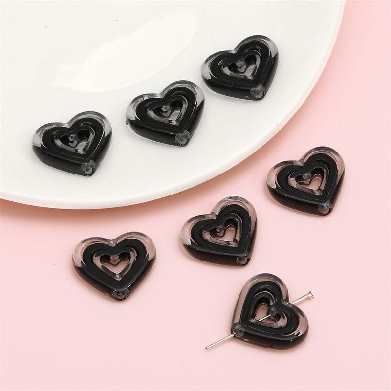 

Прозрачные акриловые бусины в форме сердца и круга для изготовления браслетов, ожерелий и ювелирных изделий своими руками 23x20mm Heart, Hole: 2.5mm, 5 pcs/bag, ~8.8g чёрный