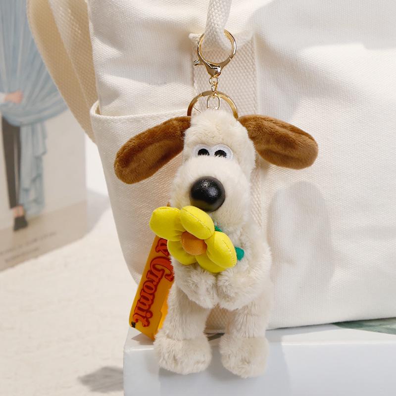 

Плюшевая кукла Супер Непобедимый Мастер Собака из Великобритании - Игрушка Собака-Летчик Сторож Gromit Holding Yellow Flower Keychain 15cm