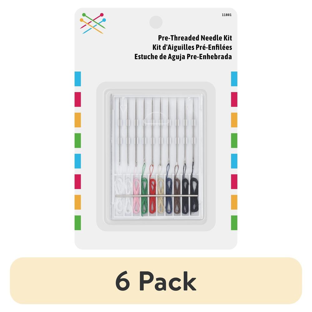 

6 Pack Pre-Threaded Needle Kit Assorted Colors Travel Case Quick Repairs Durable Polyester Thread Convenient Storage United States