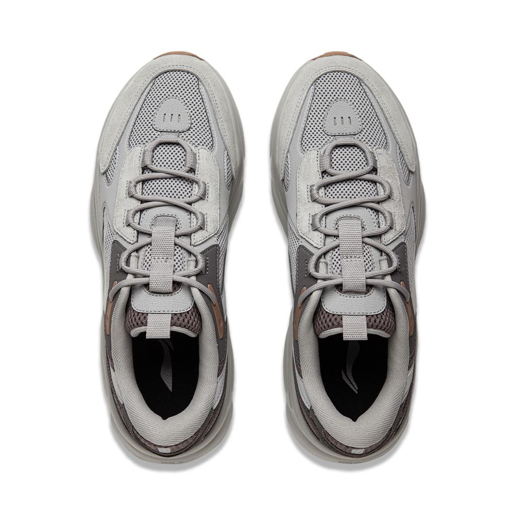 Li Ning Nai Ye 2.0 Comfortable Versatile Thick Sole Height Increasing Wear Resistant Non Slip Low Top Casual Shoes Men Casual Shoes Gray AGCU355-1