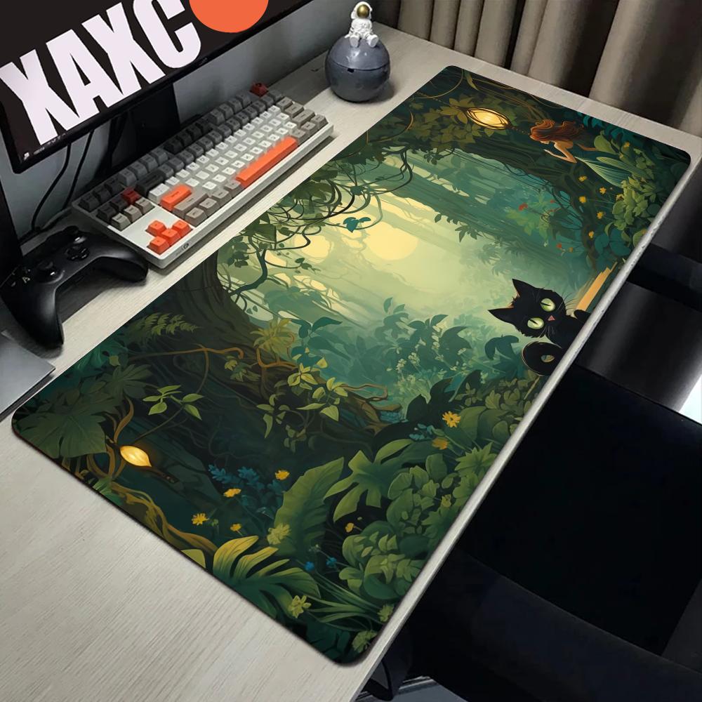 HYBXAXC Cute Japan Cat Mouse Pad Large Gamer Mousepad Computer Gaming Accessories Art Carpet 900x400 Play Mats Anime Office Mat